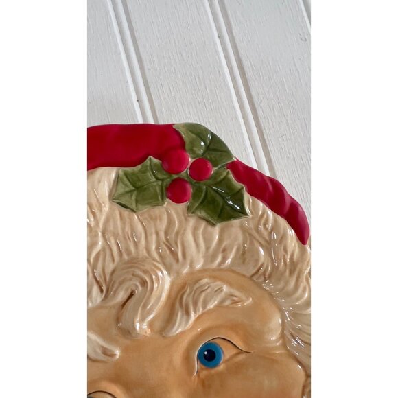 Vintage Department 56 Santa Claus Face Ceramic Plate Holiday Decor - Picture 7 of 10